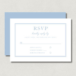 Klassische elegante, pulverblaue Schrift Hochzeit RSVP Karte