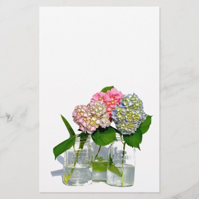 Klassische, elegante, rosa Hydrangeas im Massagegl Briefpapier (Vorderseite)