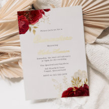 Klassische Elegante Rote Rose & Goldene Quinceaner