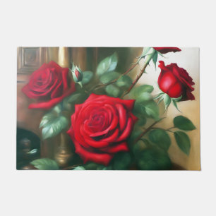 Klassische Elegante Rote Rosen Fußmatte