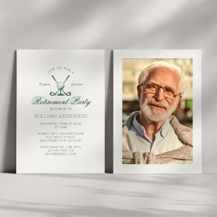 Klassische elegante Ruhestandsfeier Golf Green Fot Einladung
