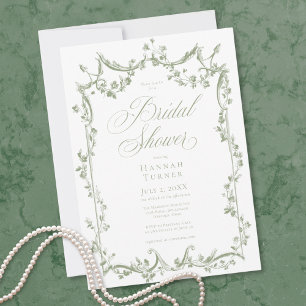 Klassische Elegante Salbeigrüne Zarte Florale Dusc Einladung