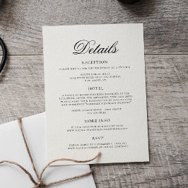 Klassische elegante Schreibschrift Hochzeitsdetail Begleitkarte