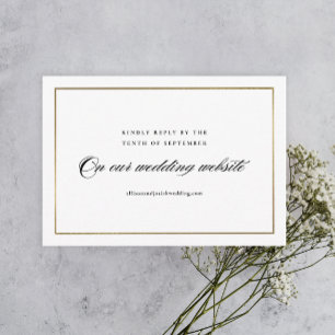 Klassische elegante Schrift Goldene Hochzeits-Webs RSVP Karte