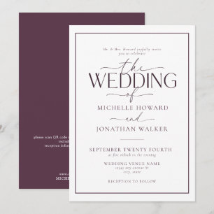Klassische elegante Schrift QR-Code-Hochzeit Einladung