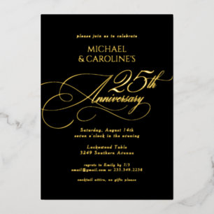 Klassische elegante Schrift zum 25. Hochzeitstag Folieneinladung