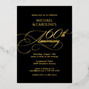 Klassische elegante Schrift zum 60. Hochzeitstag Folieneinladung