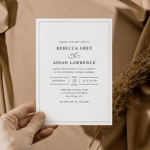 Klassische Elegante Schwarz-Weiß-Hochzeit Einladung