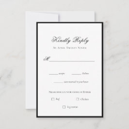 Klassische Elegante Schwarz/Weiß Hochzeit RSVP Kar