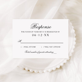 Klassische Elegante Schwarz-Weiß-Hochzeit RSVP Karte