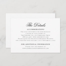 Klassische Elegante Schwarz-weiße Hochzeitdetails Begleitkarte