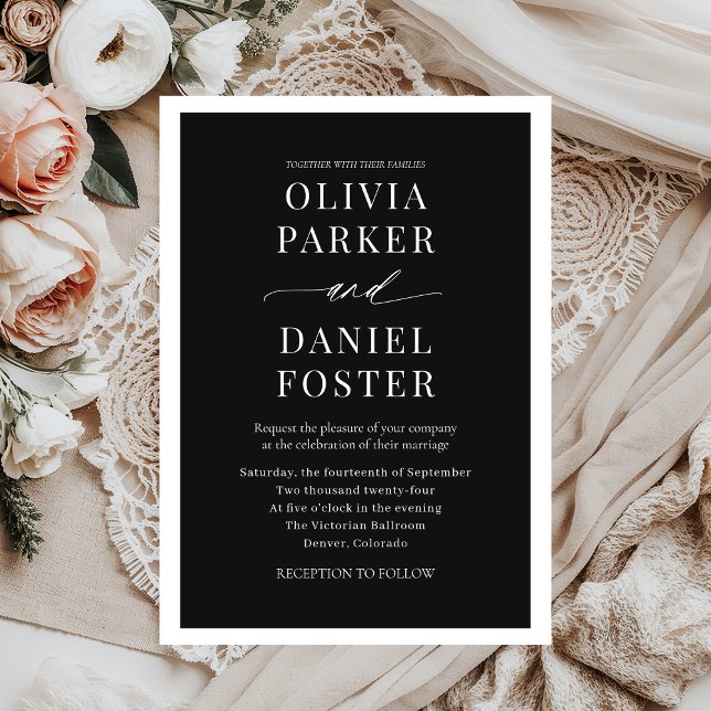 Klassische Elegante Schwarze Moderne Minimalistisc Einladung (Von Creator hochgeladen)