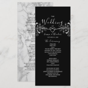 Klassische elegante schwarze und weiße Hochzeit Programm
