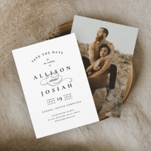 Klassische elegante schwarze und weiße Hochzeit Save The Date