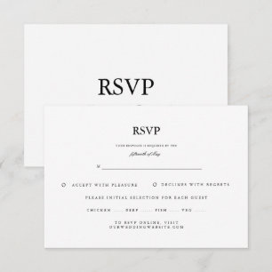 Klassische elegante schwarze weiße Hochzeits-RSVP RSVP Karte
