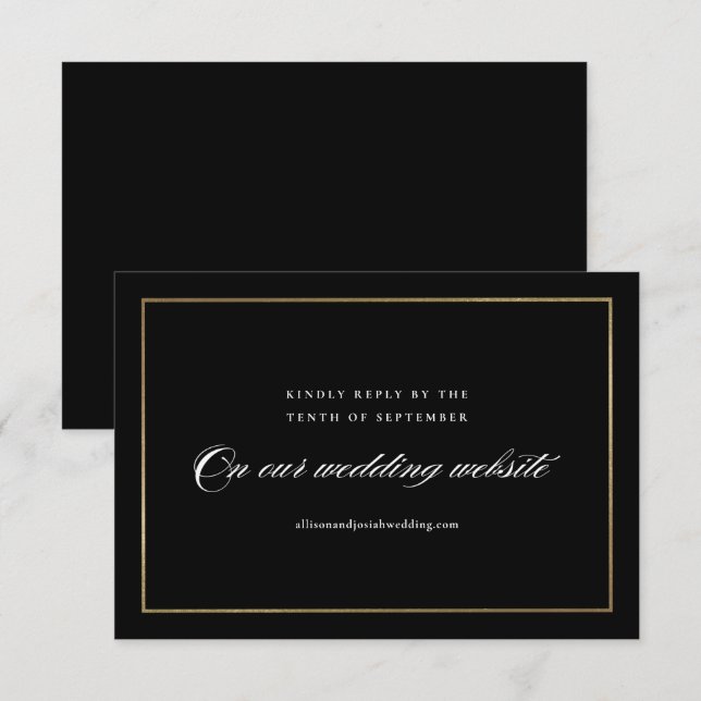 Klassische, elegante Script Gold Wedding Website RSVP Karte (Vorne/Hinten)
