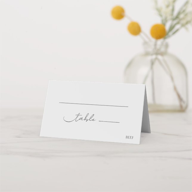 Klassische Elegante Script Gray Chic Wedding Platzkarte (Vorderseite)