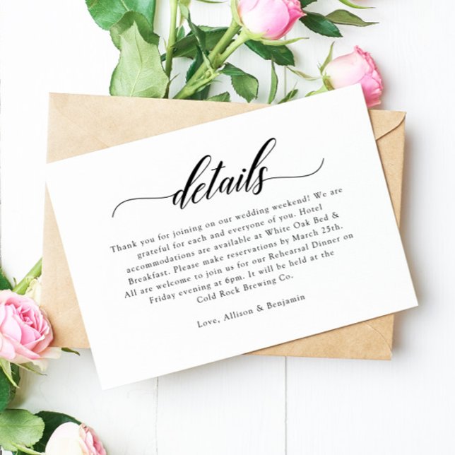 Klassische Elegante Script-Wedding Details Card RSVP Karte (Von Creator hochgeladen)