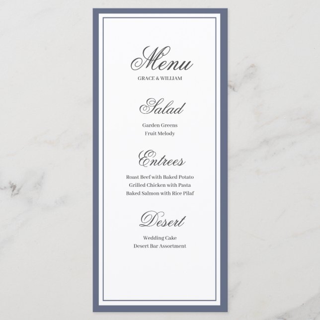 Klassische elegante Script-Wedding-Menü-Karte Menükarte (Vorderseite)