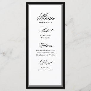 Klassische elegante Script-Wedding-Menü-Karte Menükarte