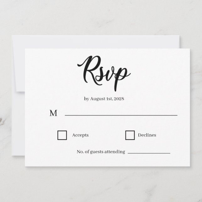Klassische elegante Skript-Hochzeits-RSVP-Karte Einladung (Vorderseite)