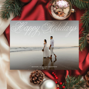 Klassische elegante Skript-Vollfoto-Weihnachtskart Feiertagskarte