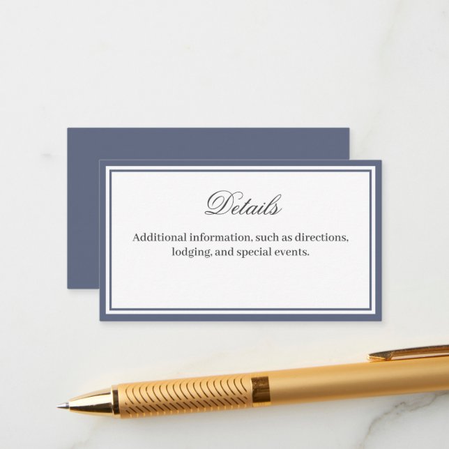 Klassische, elegante Skriptdetails-Einschlusskarte Begleitkarte (Vorderseite/Rückseite Beispiel)