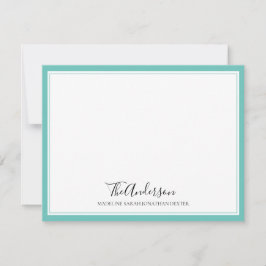 Klassische Elegante Skriptfamilie Aquamarin Square Mitteilungskarte