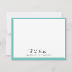 Klassische Elegante Skriptfamilie Aquamarin Square Mitteilungskarte