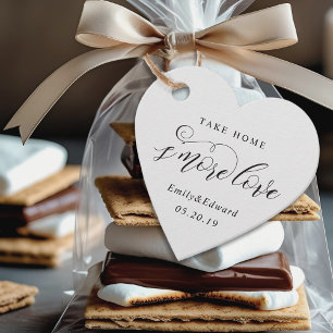 Klassische elegante S'mores Herzform-Hochzeit Geschenkanhänger