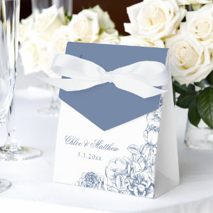 Klassische elegante staubblaue Blumenhochzeit Geschenkschachtel