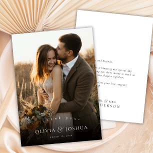 Klassische elegante Typografie Einzelbild-Hochzeit Dankeskarte