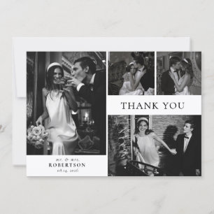 Klassische elegante Typografie Foto-Collage-Hochze Dankeskarte