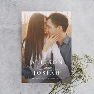 Klassische elegante Typografie Namen Foto Hochzeit Save The Date