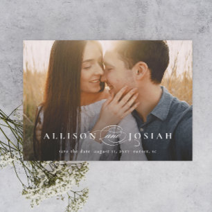 Klassische Elegante Typografy Names Foto Wedding Save The Date