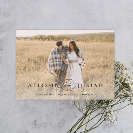 Klassische Elegante Typografy Names Foto Wedding Save The Date