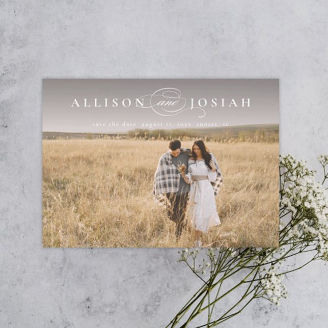 Klassische Elegante Typografy Names Foto Wedding Save The Date (Von Creator hochgeladen)