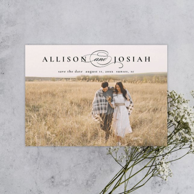 Klassische Elegante Typografy Names Foto Wedding Save The Date (Von Creator hochgeladen)