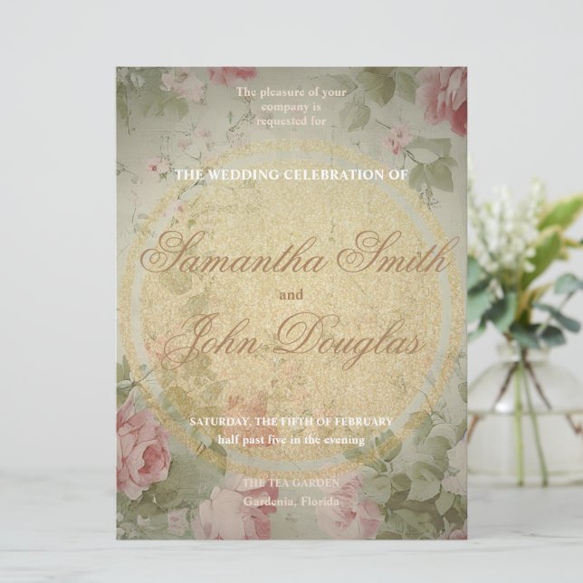 Klassische Elegante Vintag Rosa Rosen Wasserfarbe (Stehend Vorderseite)