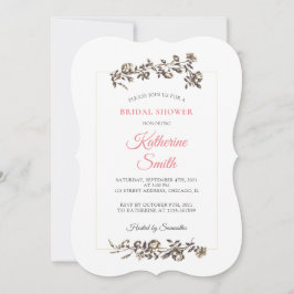 Klassische Elegante Vintage Blume Rosa Brautparty Einladung