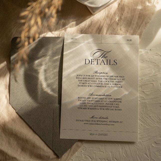Klassische Elegante Vintage Hochzeitsdetails Begleitkarte (Von Creator hochgeladen)
