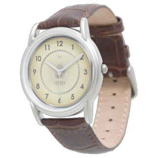 Klassische elegante warme Gold-Gesicht braune Lede Armbanduhr
