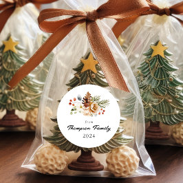 Klassische Elegante Weihnachten Botanisches Foliag Runder Aufkleber