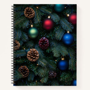 Klassische elegante Weihnachtsbaum-Ornamente Notizbuch