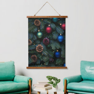 Klassische elegante Weihnachtsbaum-Ornamente Wandteppich Mit Holzrahmen