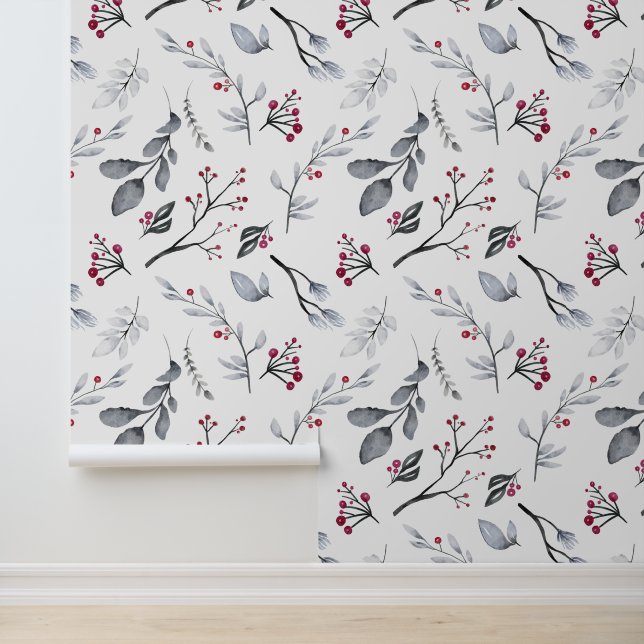 Klassische Elegante Weihnachtsbäume und Berries Tapete (Anwendung)