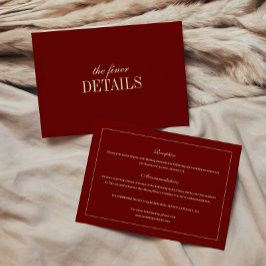 Klassische elegante weinrote Hochzeitsdetails Begleitkarte
