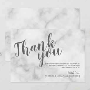 Klassische elegante weiße Marmor-Hochzeits-Dankesk Einladung