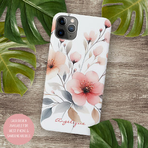 Klassische, elegante, zarte Wasserfarben-Blumen iPhone 16 Pro Max Hülle