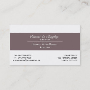 Klassische Eleganz-Heide u. Weiß Visitenkarte